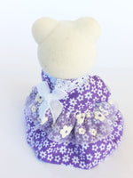 sylvanian families mothers dress. Purple and  white, back view.